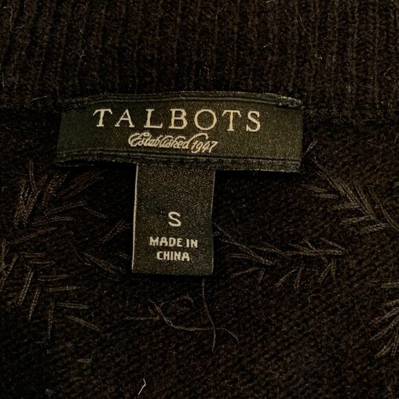 Talbots S Lambswool Nylon Angora Beaded Black Cardigan Shrug Sweater Retro 185J - Picture 8 of 9